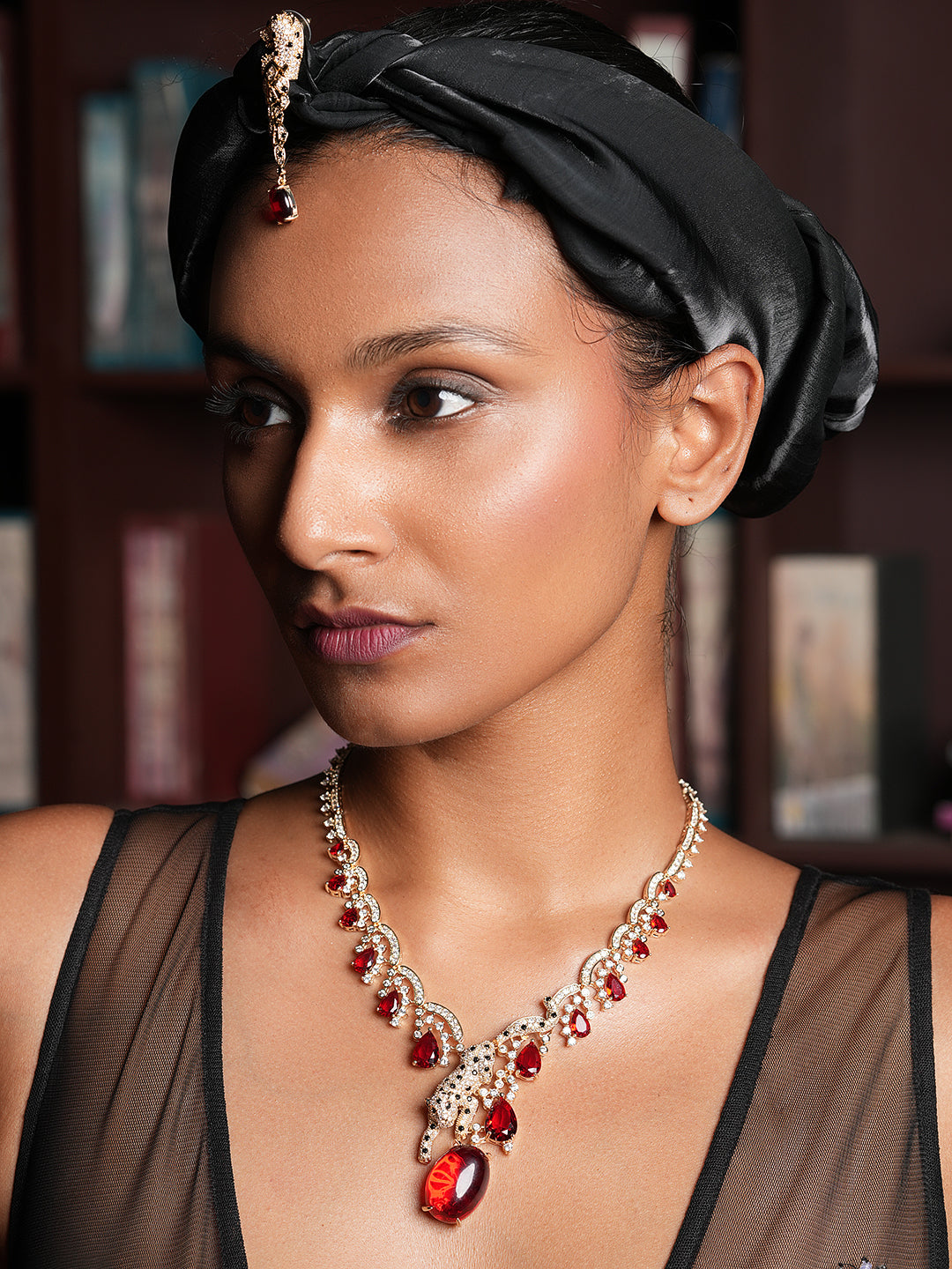 Red Panther Sleek Pendant Set
