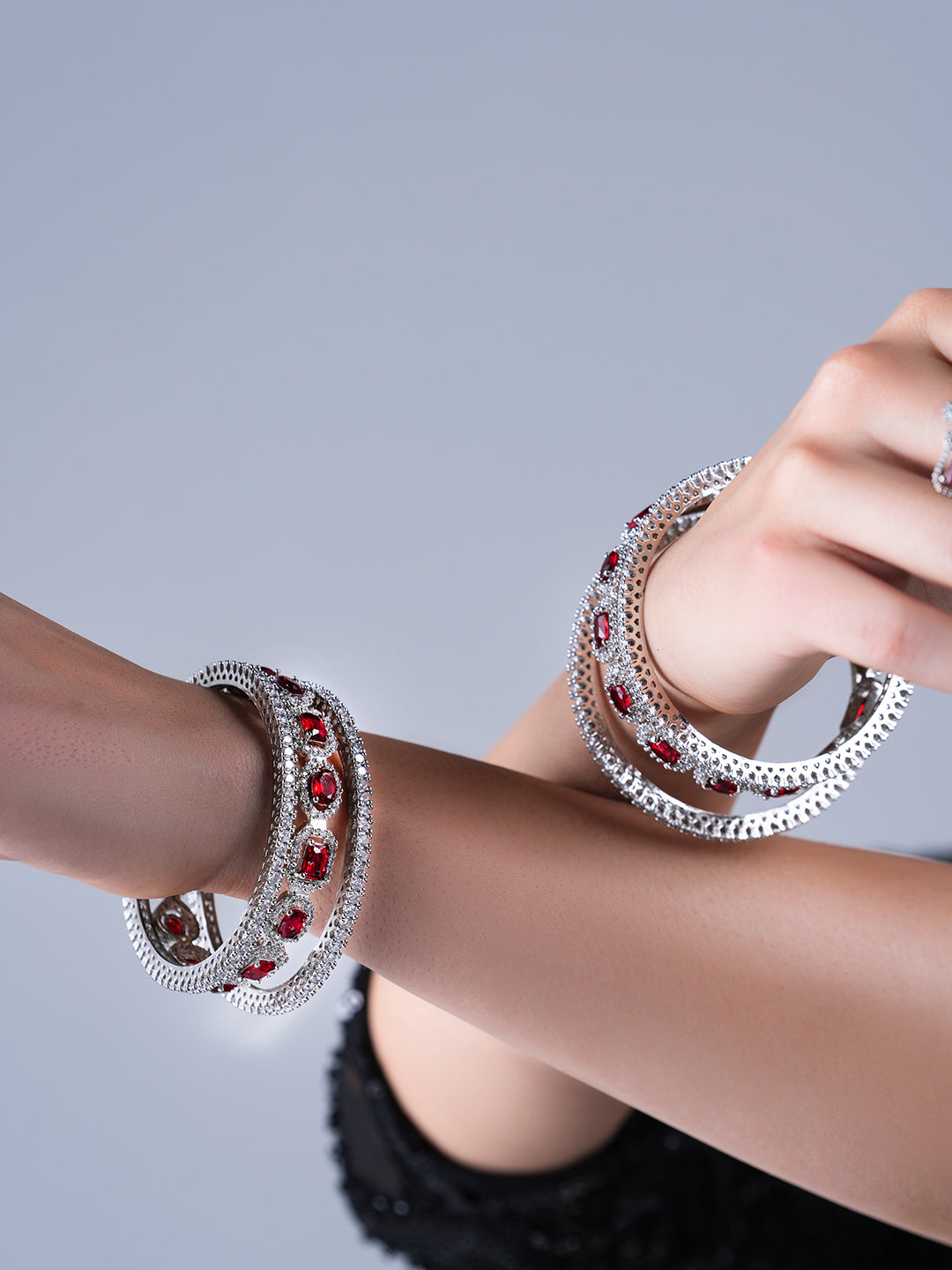 Designer AD Red Colored Bangles