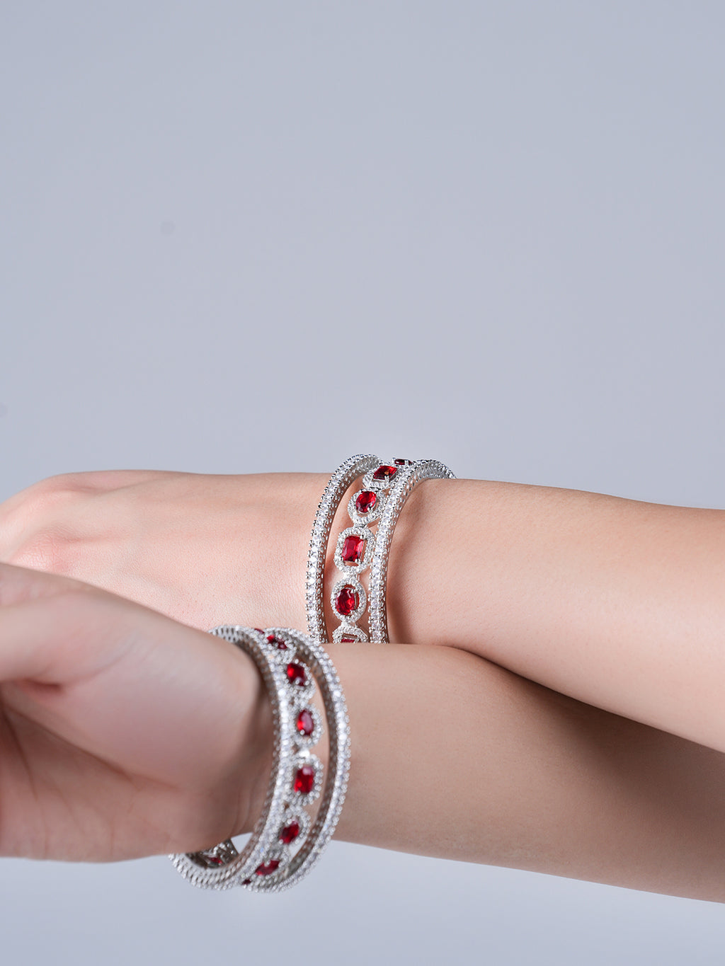 Designer AD Red Colored Bangles