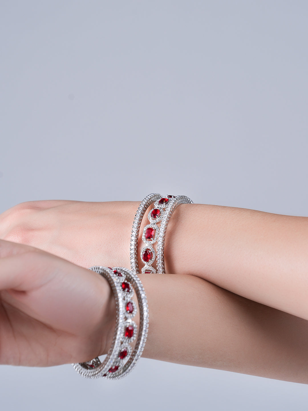 Designer AD Red Colored Bangles