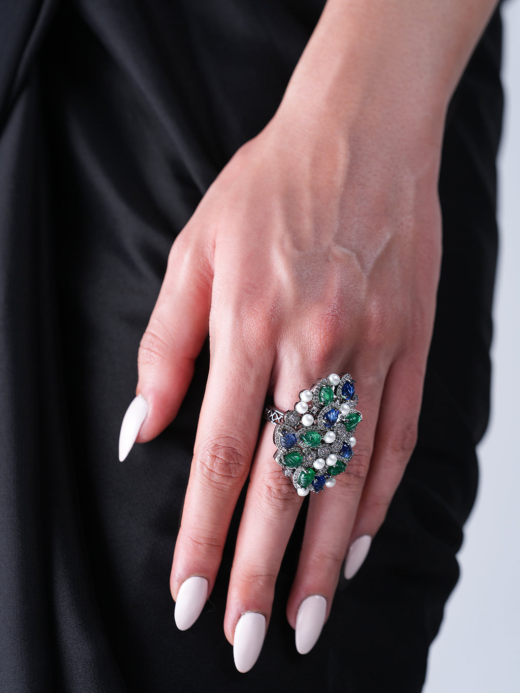 Green Blue Heavy Cocktail Ring