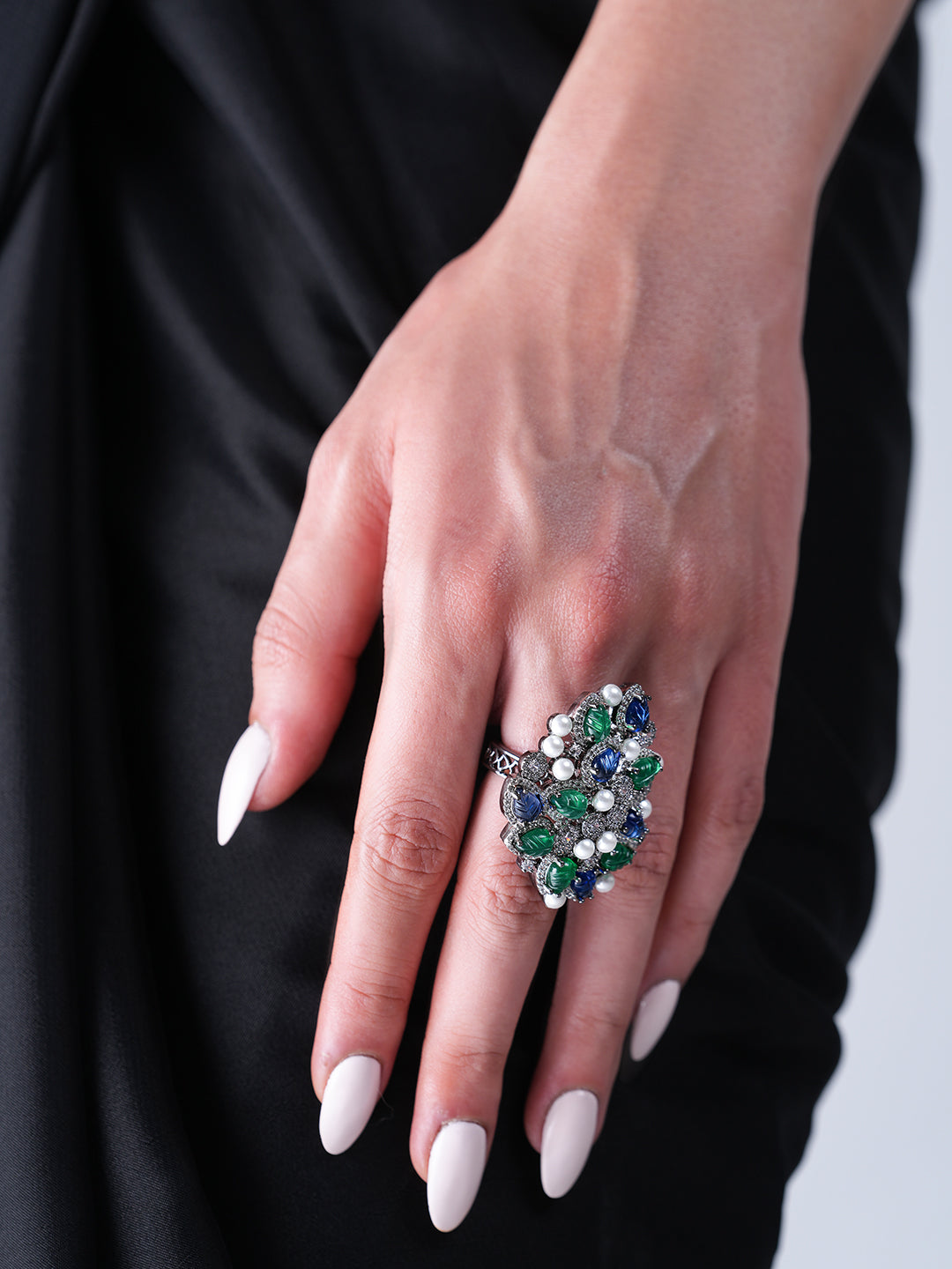 Green Blue Heavy Cocktail Ring