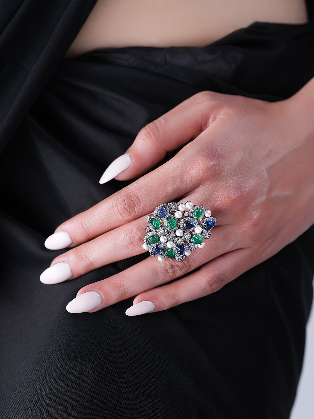 Green Blue Heavy Cocktail Ring
