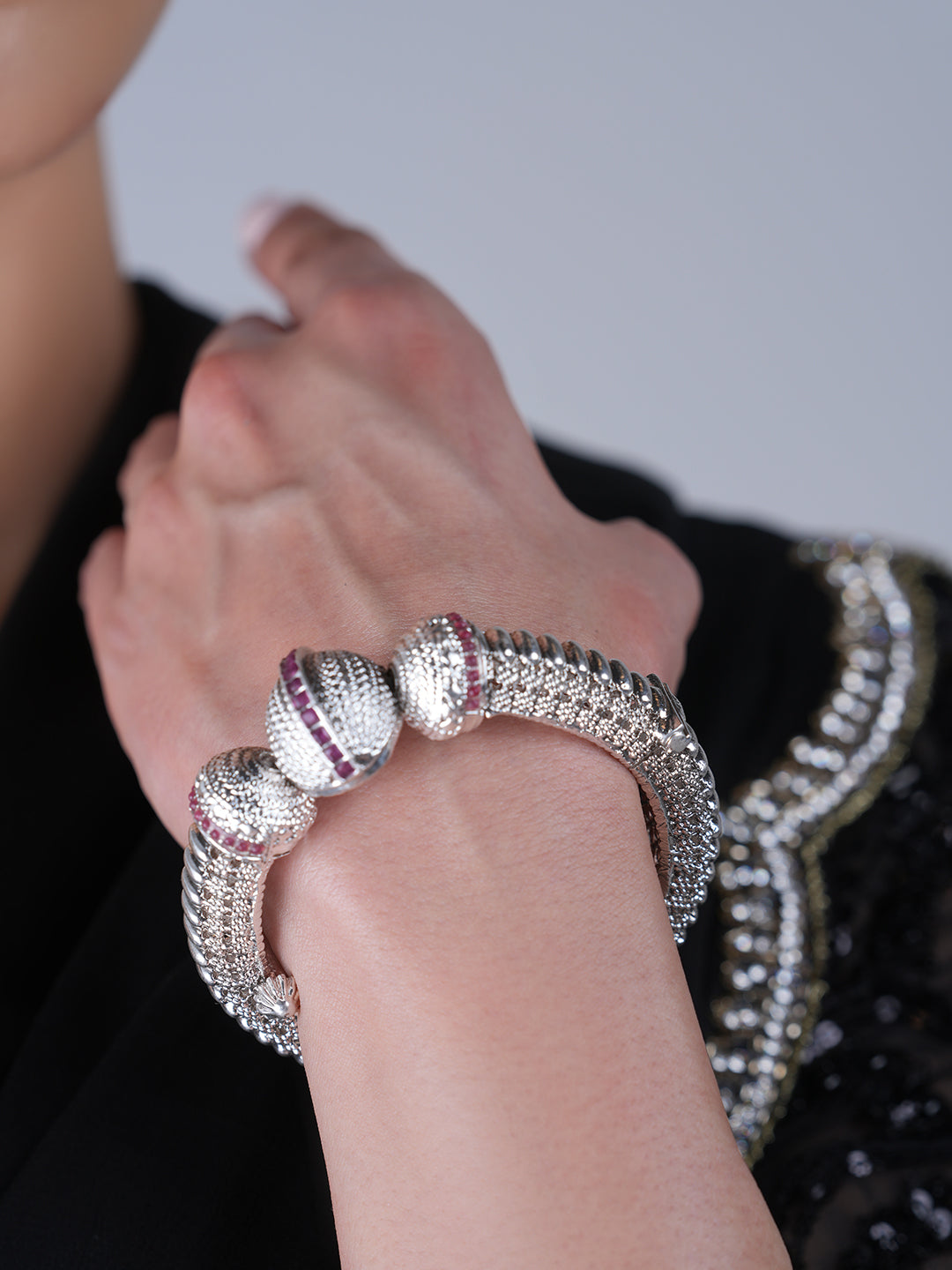 Designer Heavy Silver Kada