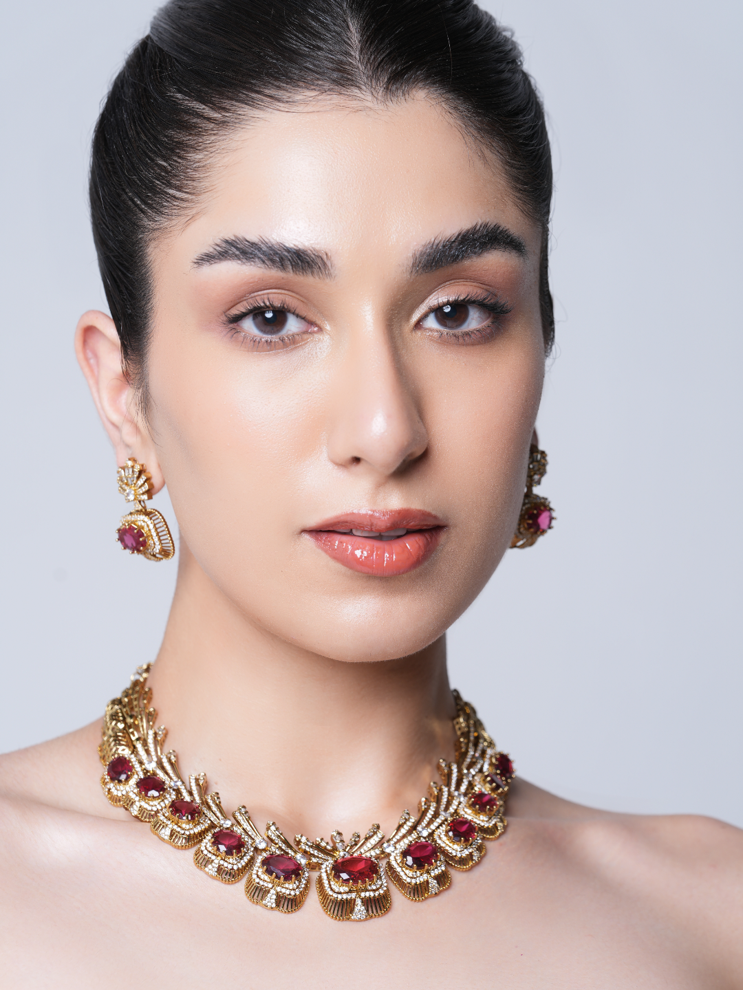 Mehendi Polish Designer AD Necklace Set