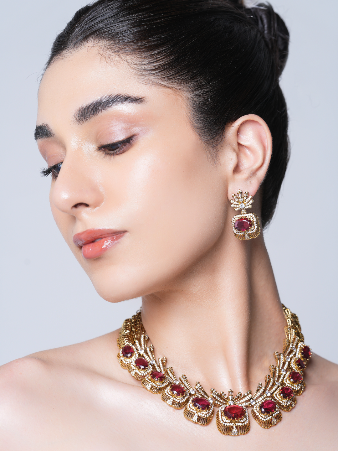 Mehendi Polish Designer AD Necklace Set
