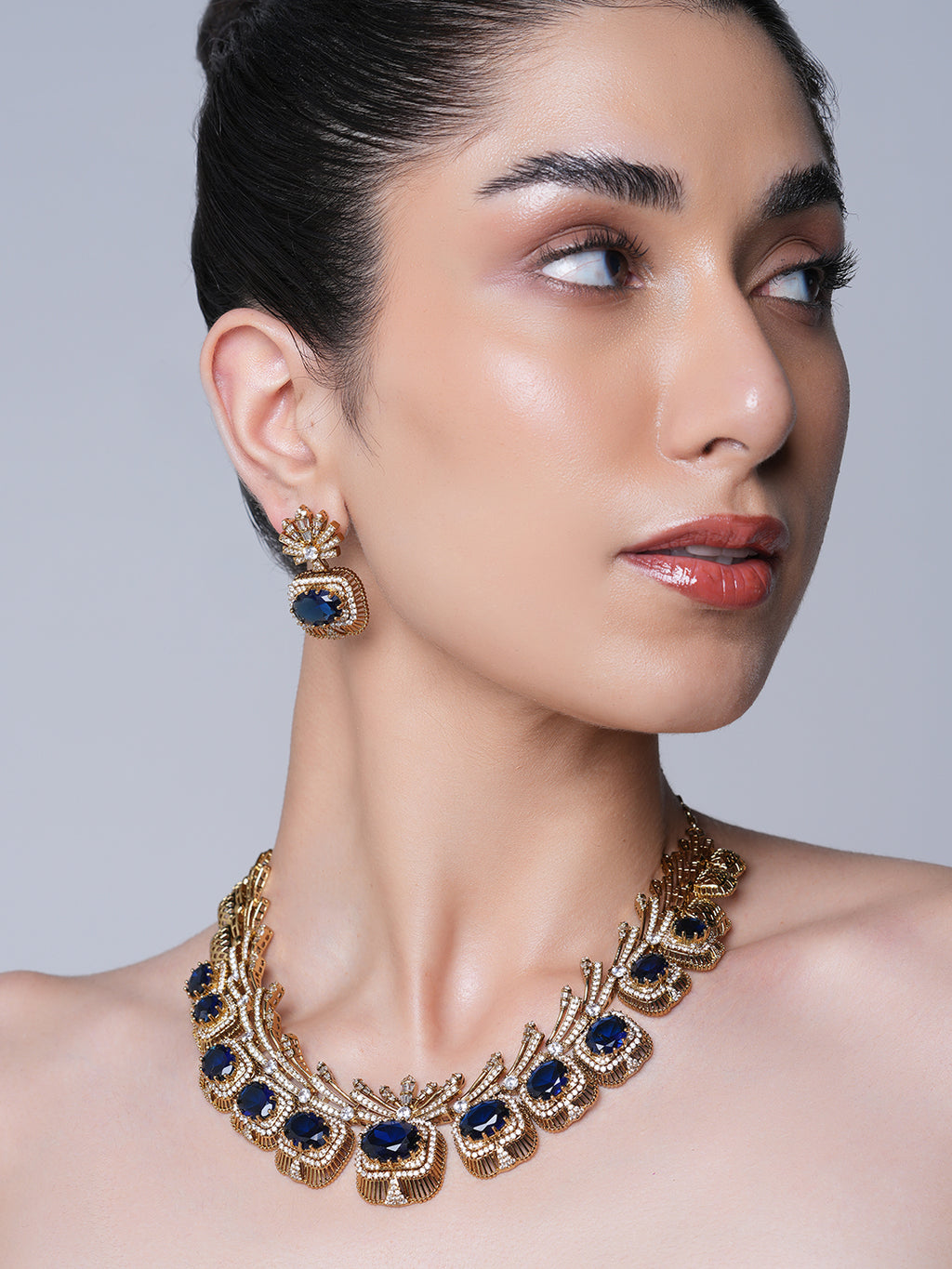 Mehendi Polish Designer AD Necklace Set