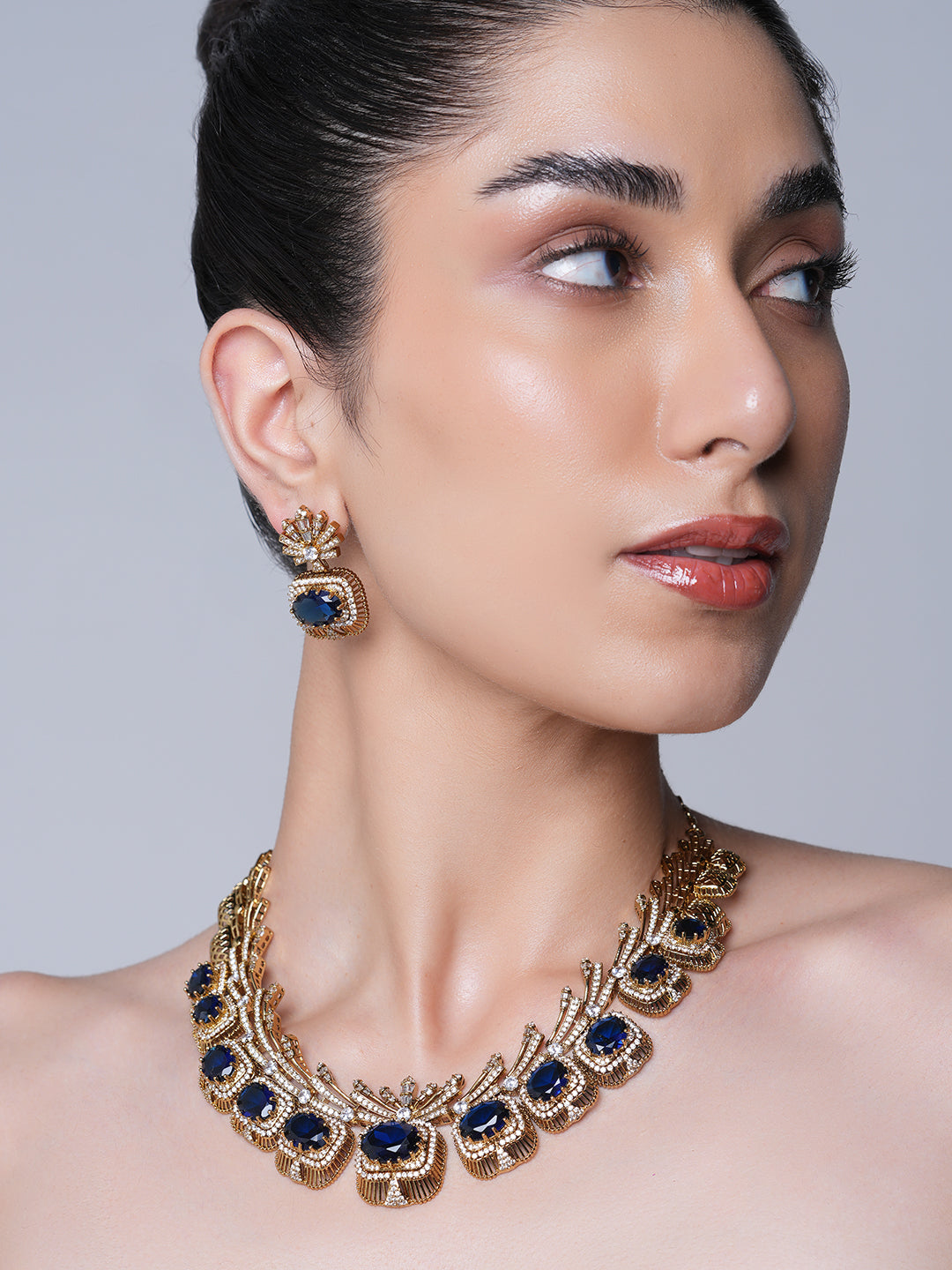 Mehendi Polish Designer AD Necklace Set