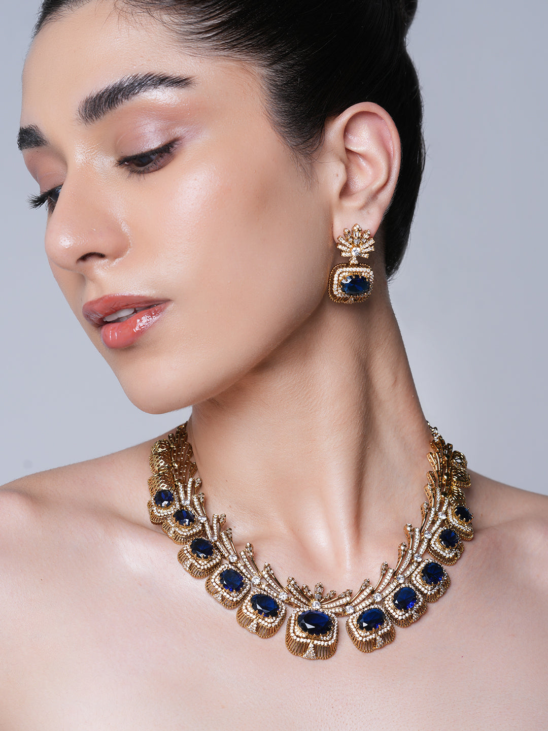 Mehendi Polish Designer AD Necklace Set
