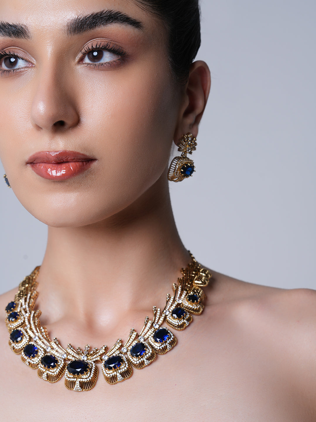 Mehendi Polish Designer AD Necklace Set