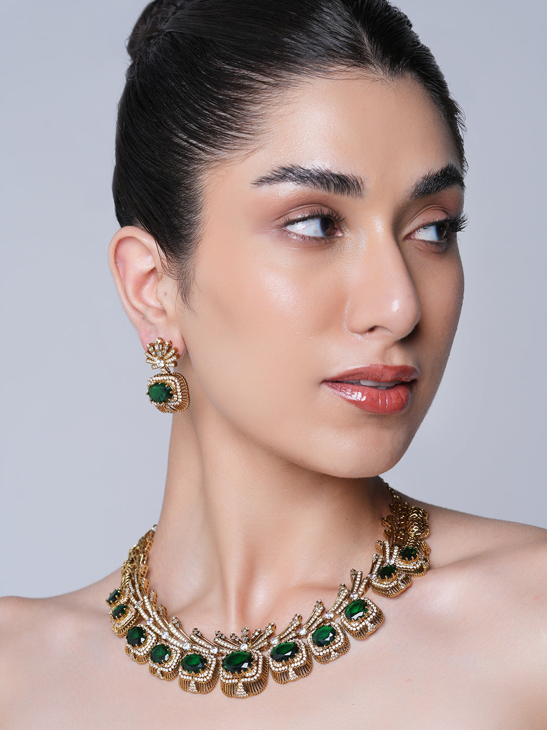 Mehendi Polish Designer AD Necklace Set