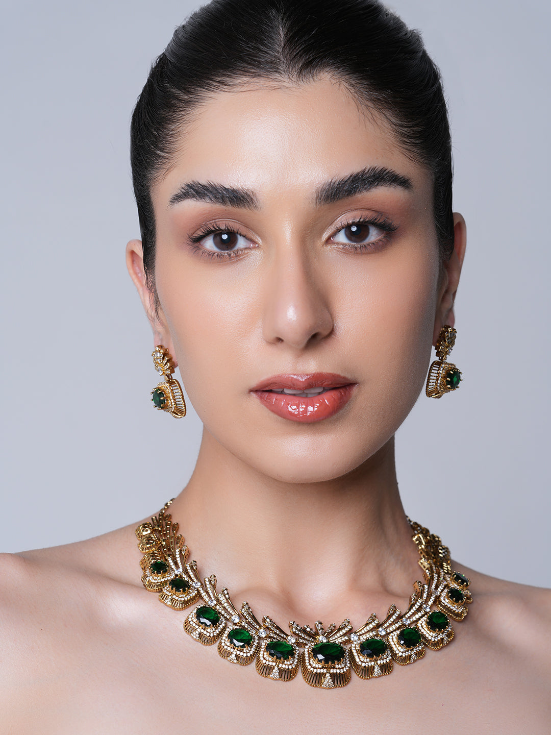 Mehendi Polish Designer AD Necklace Set