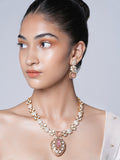 Baby Pink Necklace Set with Kundan Stones