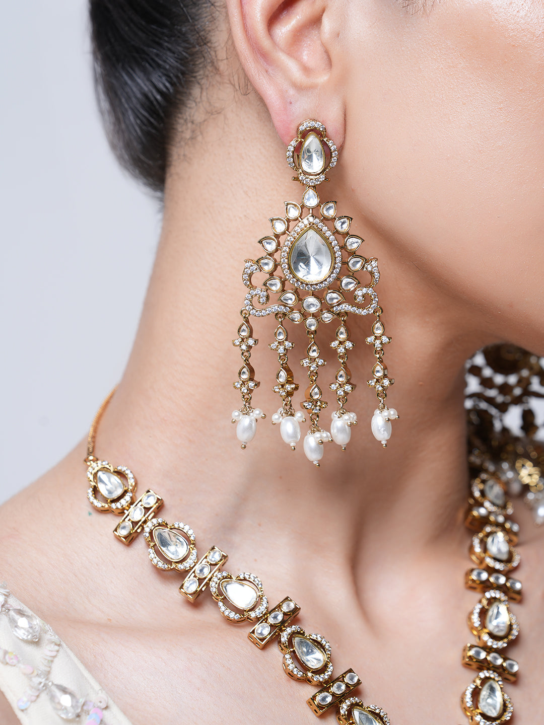 Long Designer Mehendi Polish Kundan Set