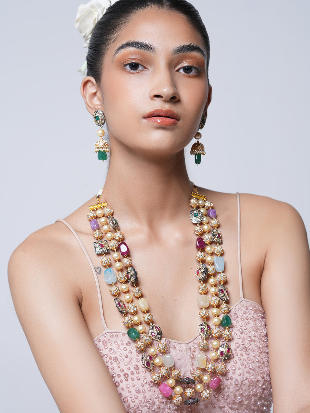 Long Triple Layered Multicolor Mala Set