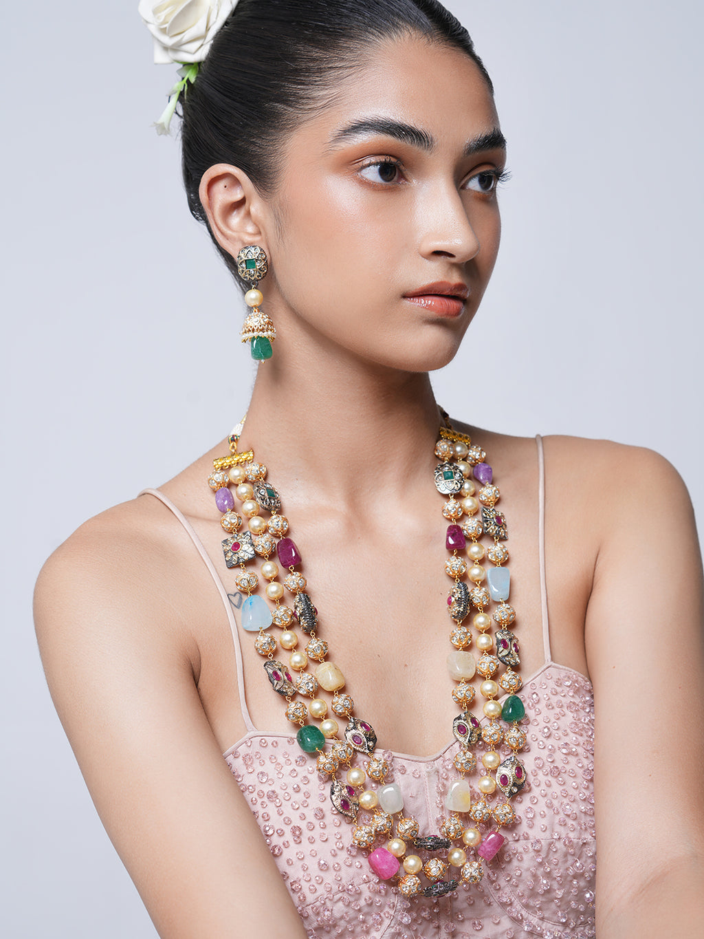 Long Triple Layered Multicolor Mala Set