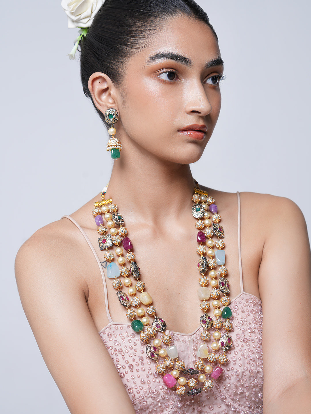 Long Triple Layered Multicolor Mala Set