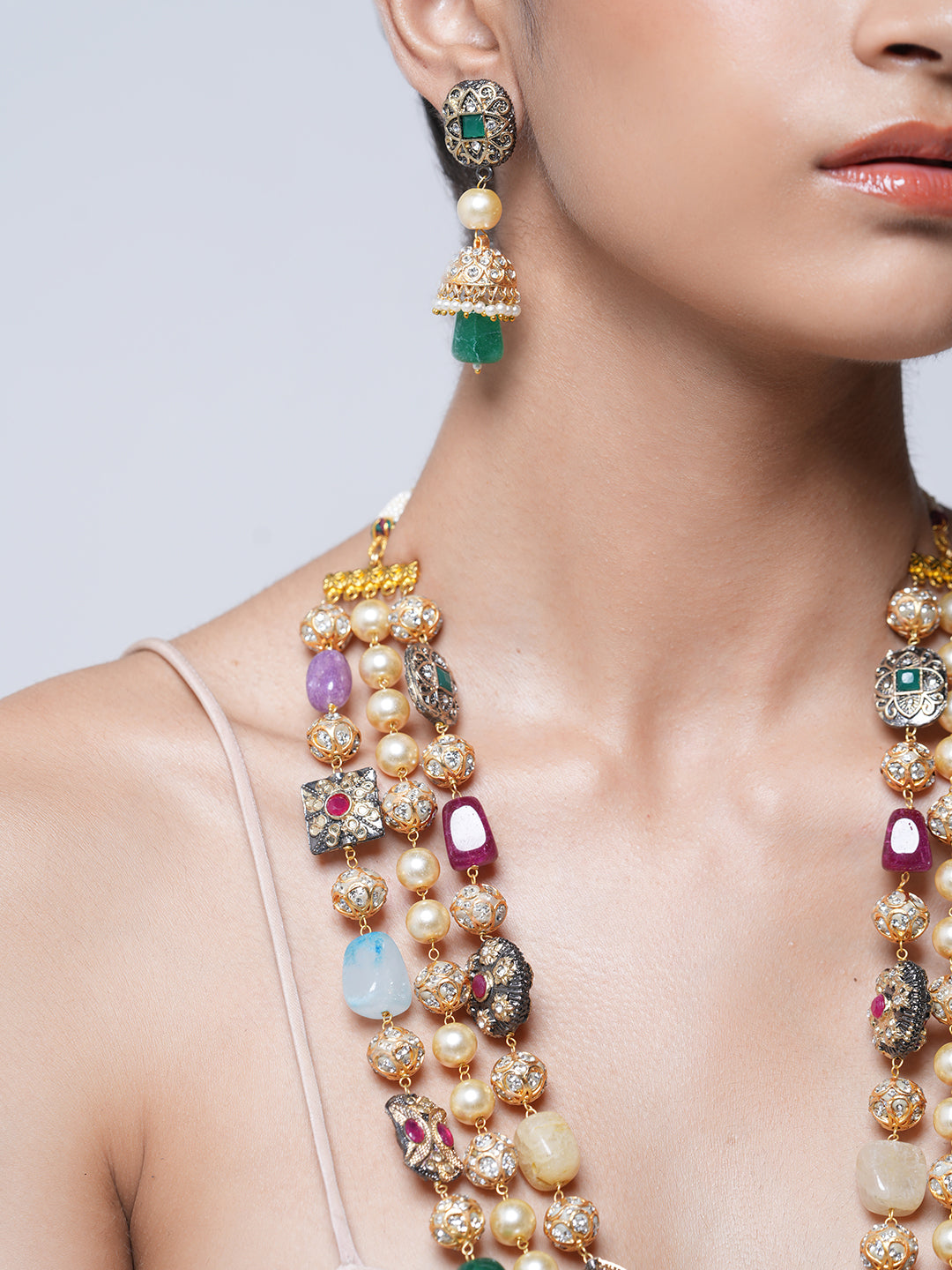 Long Triple Layered Multicolor Mala Set