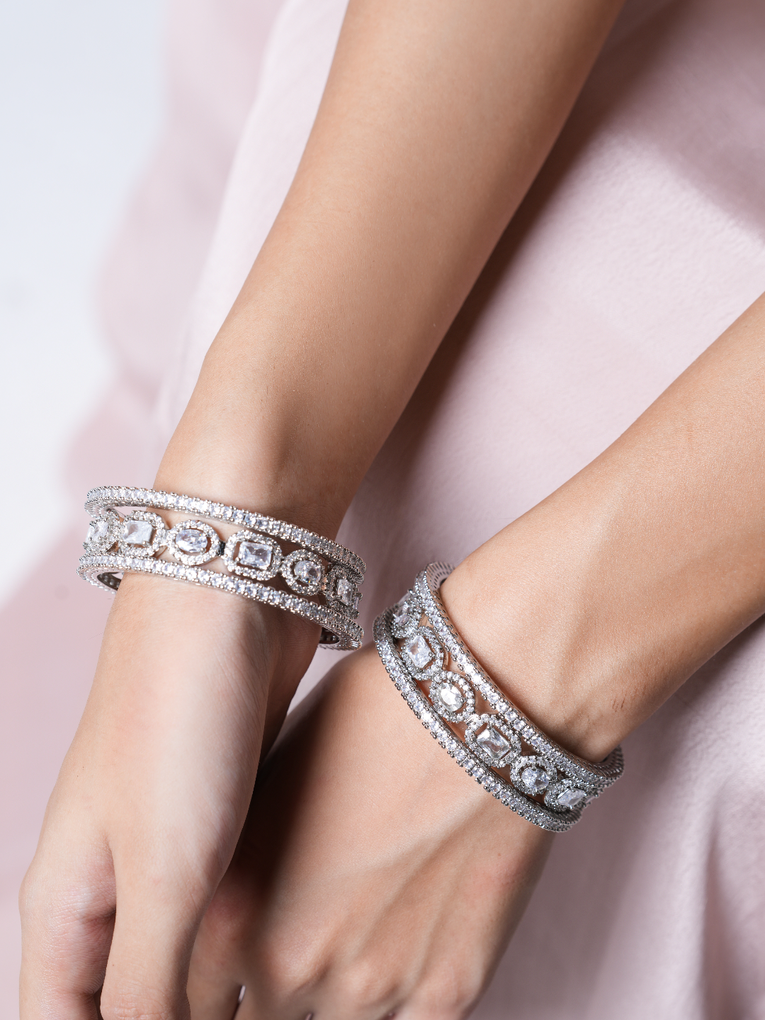 Designer AD Silver Bangles