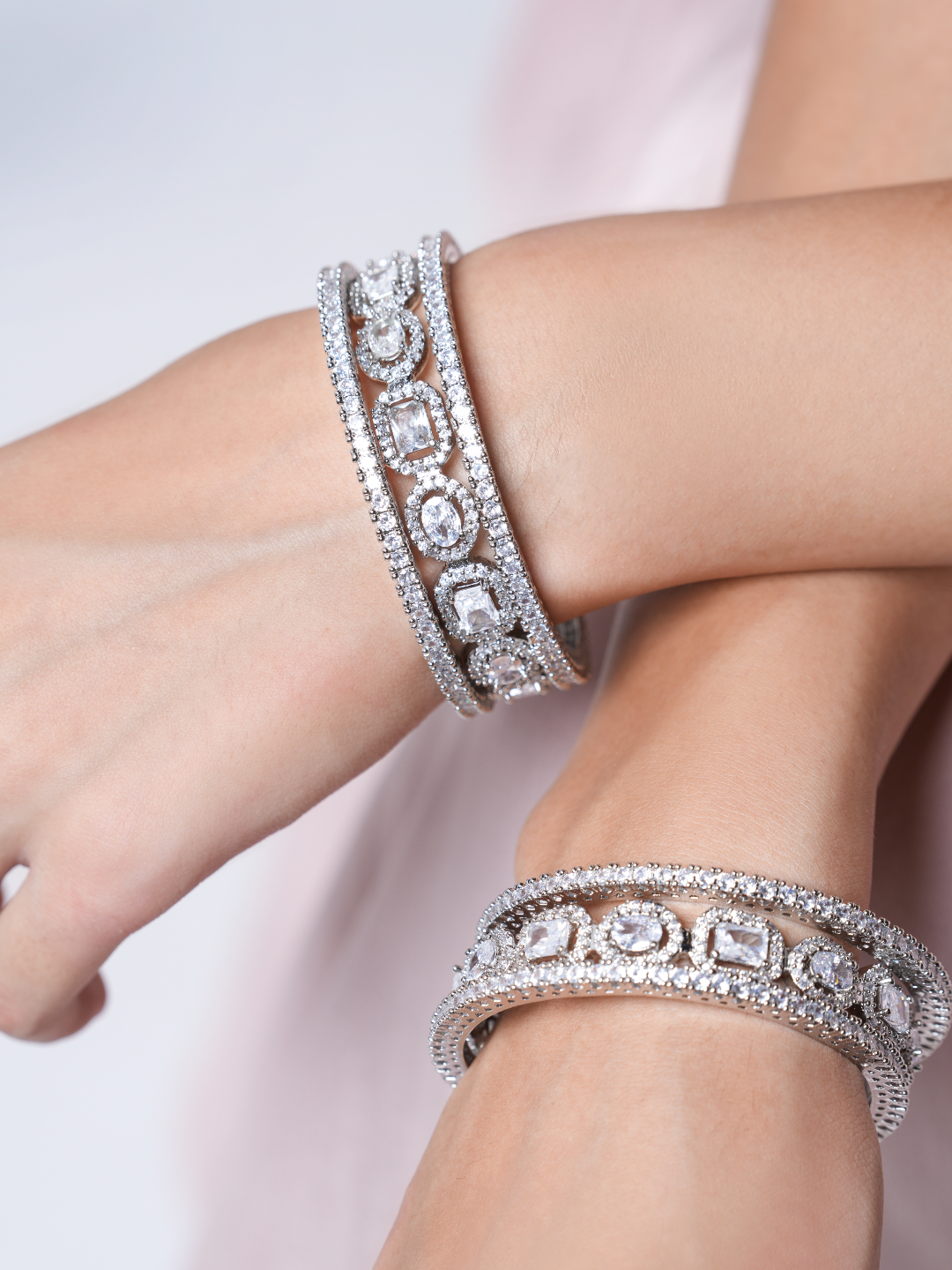 Designer AD Silver Bangles