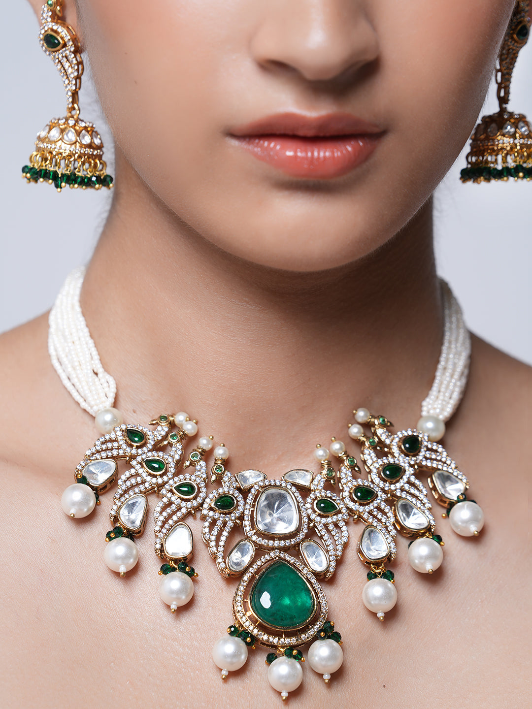Beautiful Peacock Design Green Colored Necklace