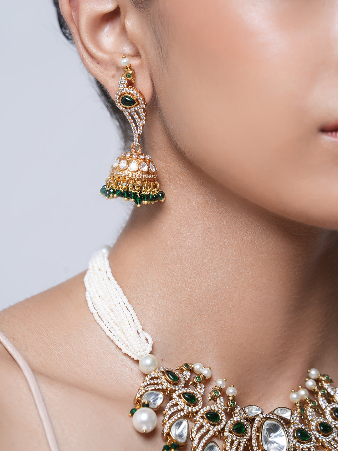 Beautiful Peacock Design Green Colored Necklace