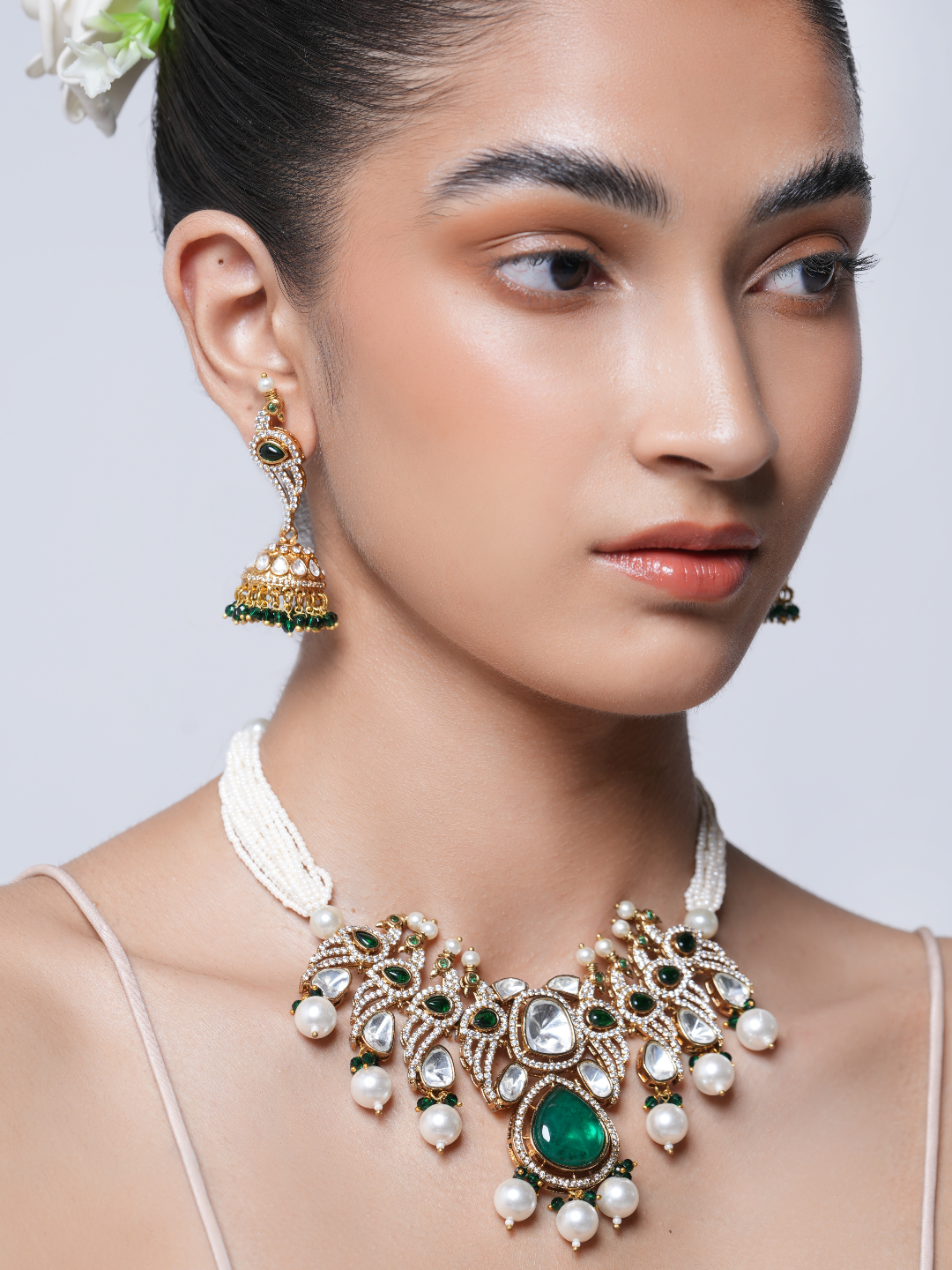 Beautiful Peacock Design Green Colored Necklace