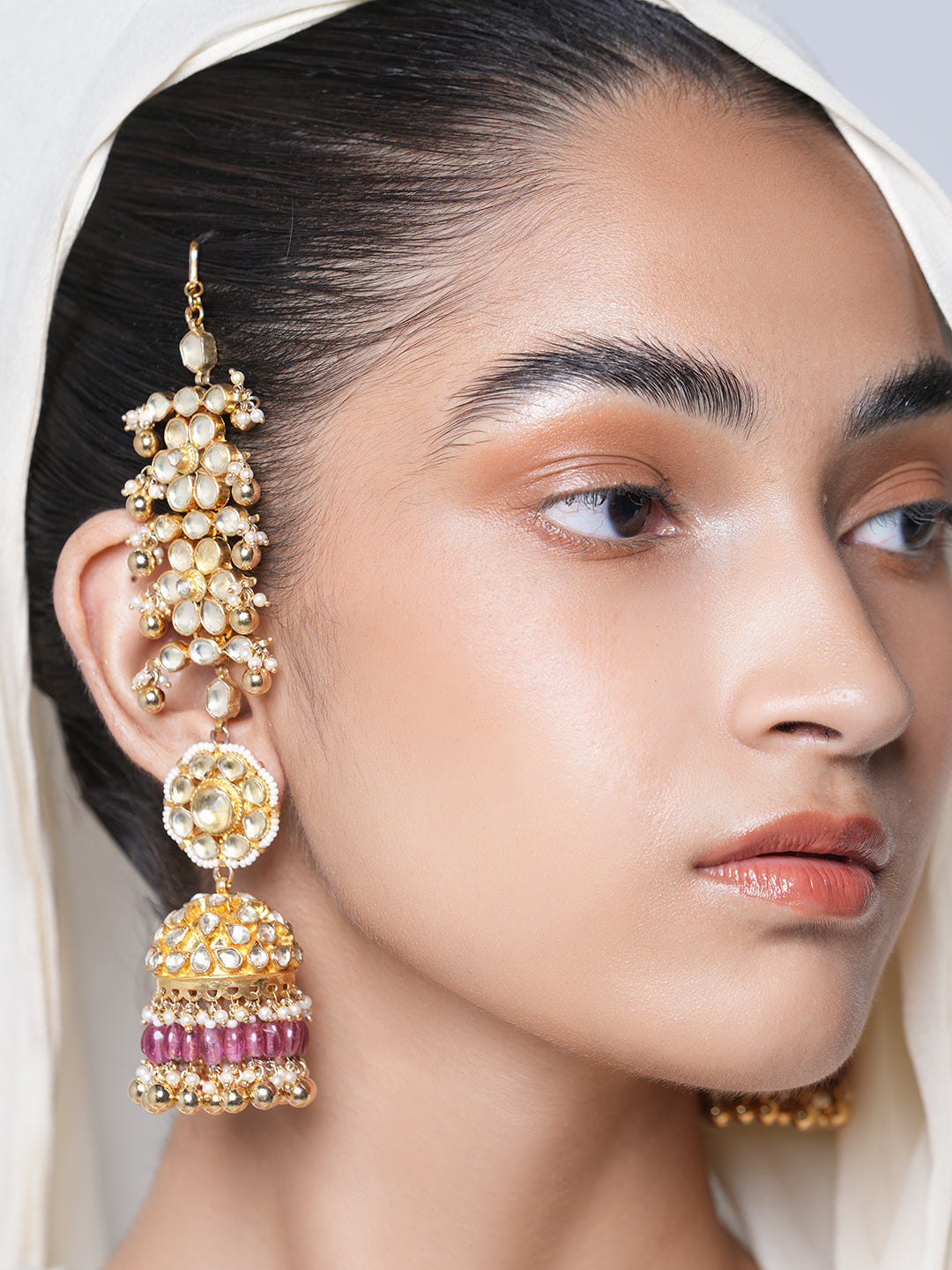 Pachi Kundan Long Jhumki