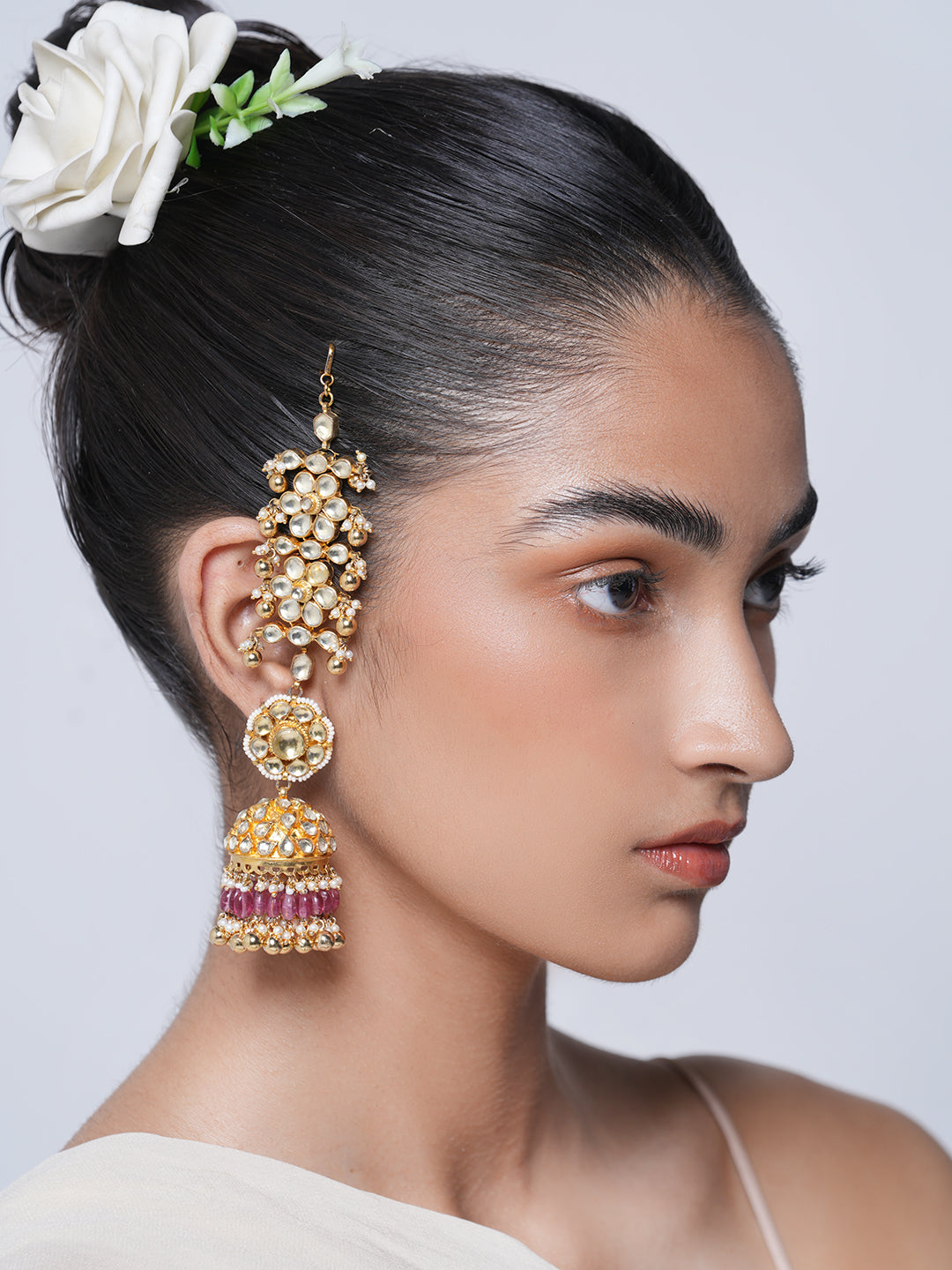 Pachi Kundan Long Jhumki