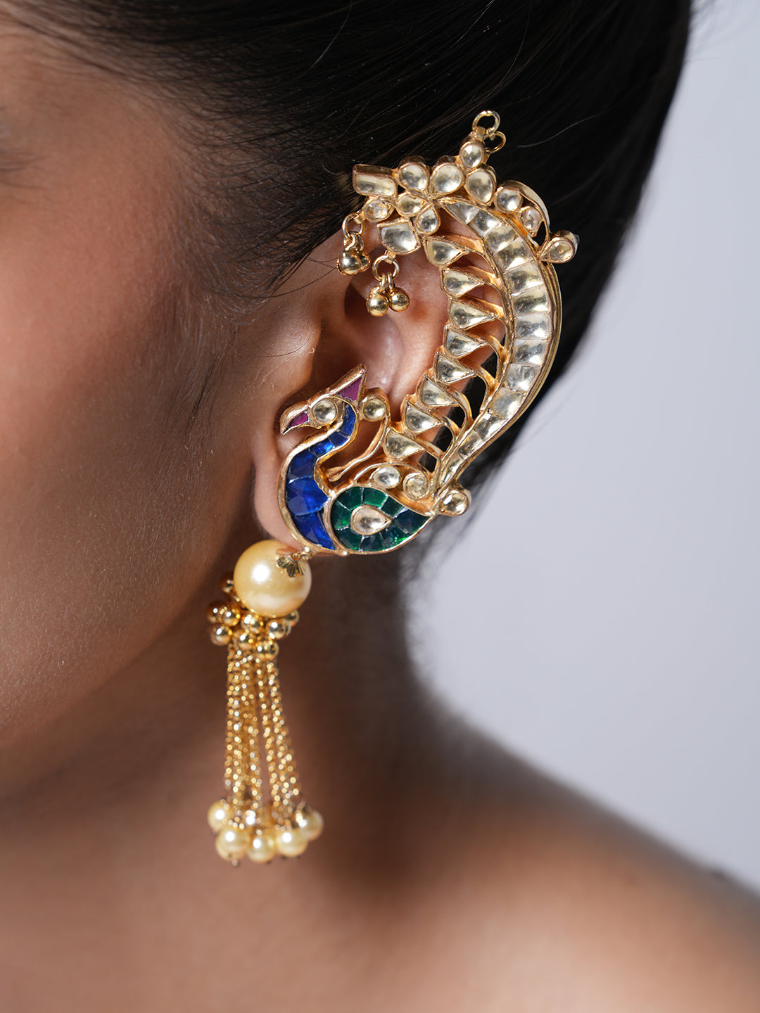 Pachi Kundan Peacock Jadau Earrings