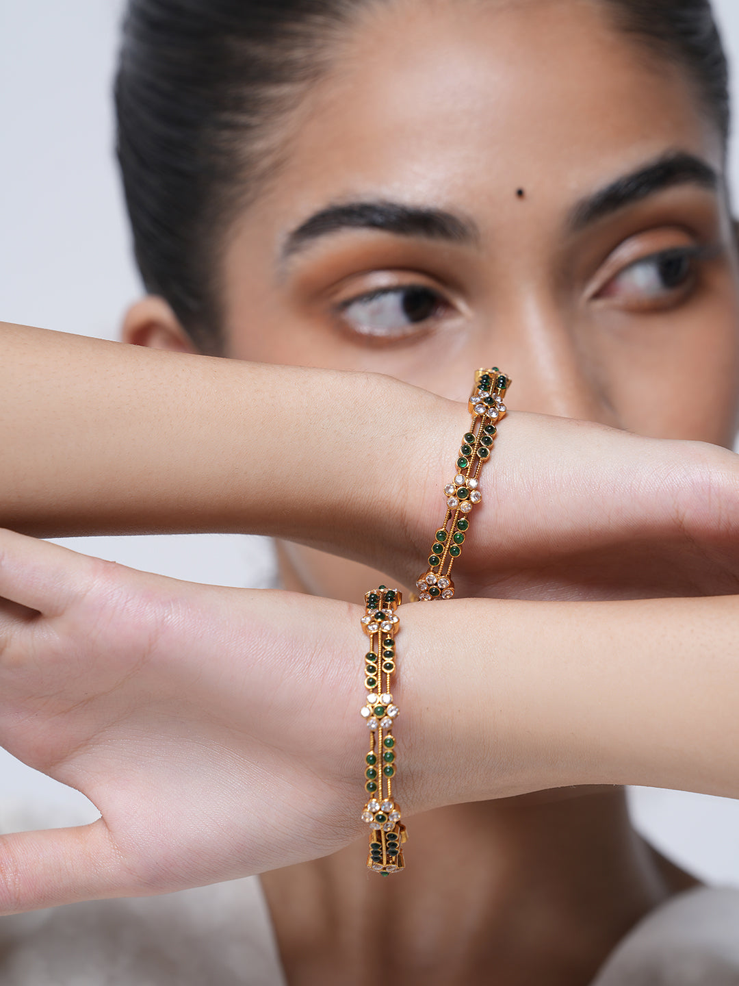 Sleek Green Leaf Bangles