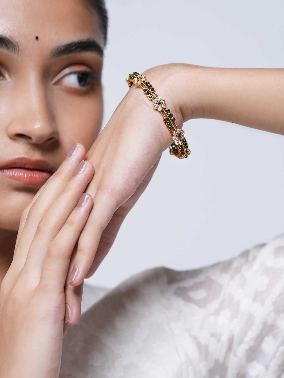 Sleek Green Leaf Bangles