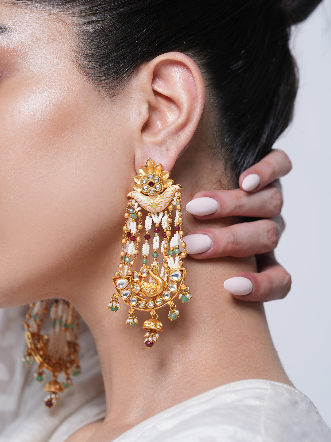 Meenakari Peacock Design Earrings