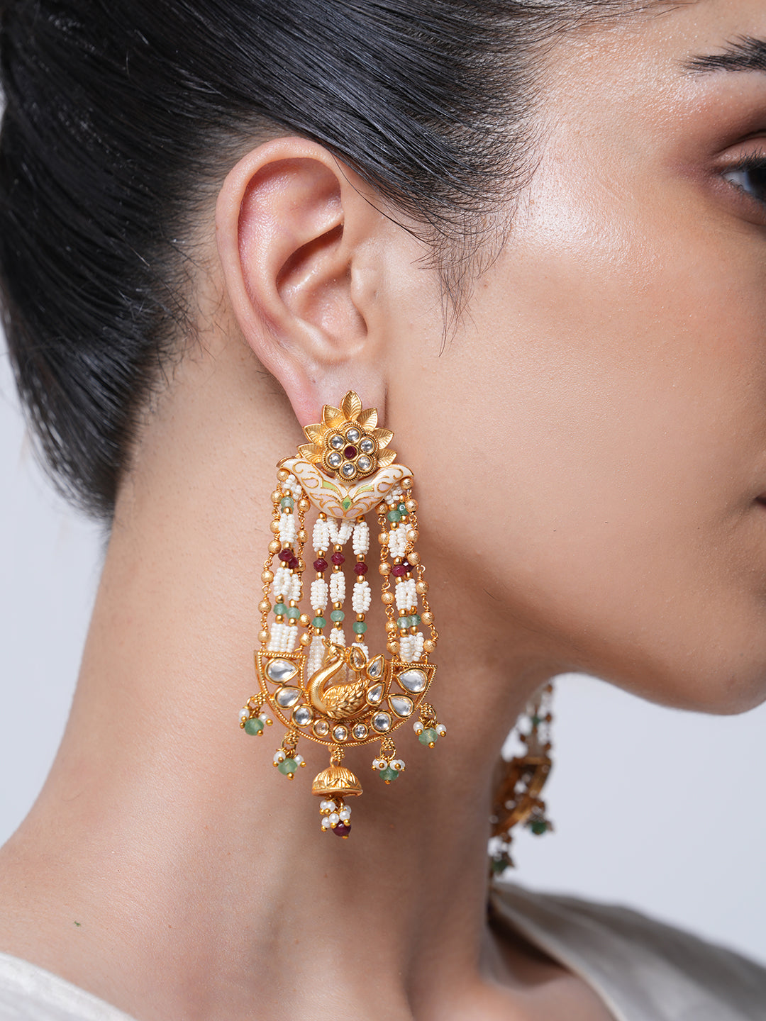 Meenakari Peacock Design Earrings