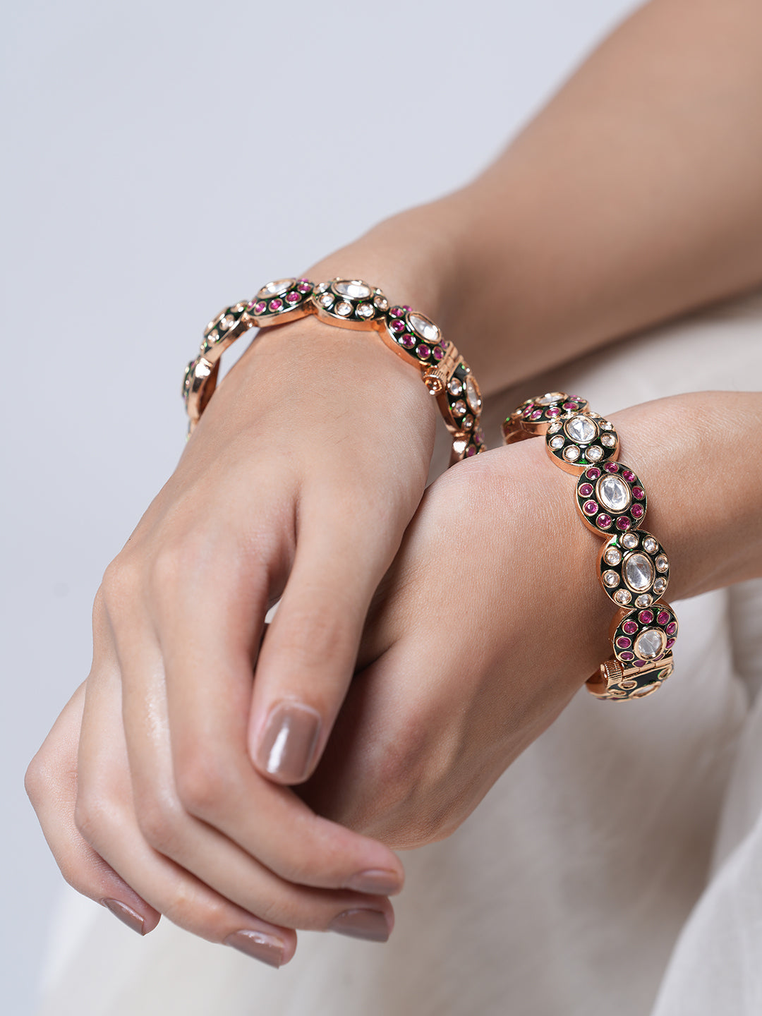 Kundan Polki Dotted Bangles