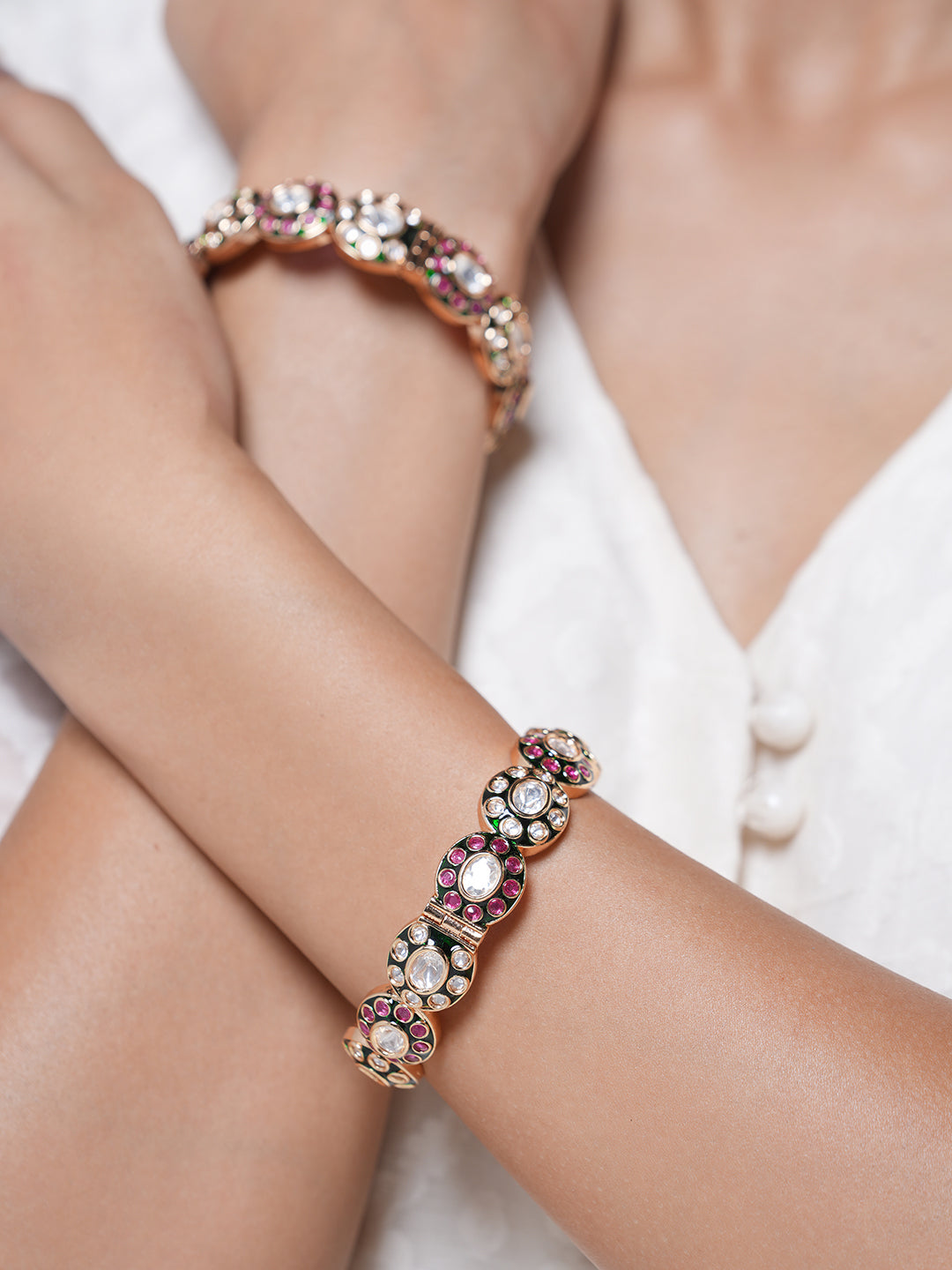 Kundan Polki Dotted Bangles