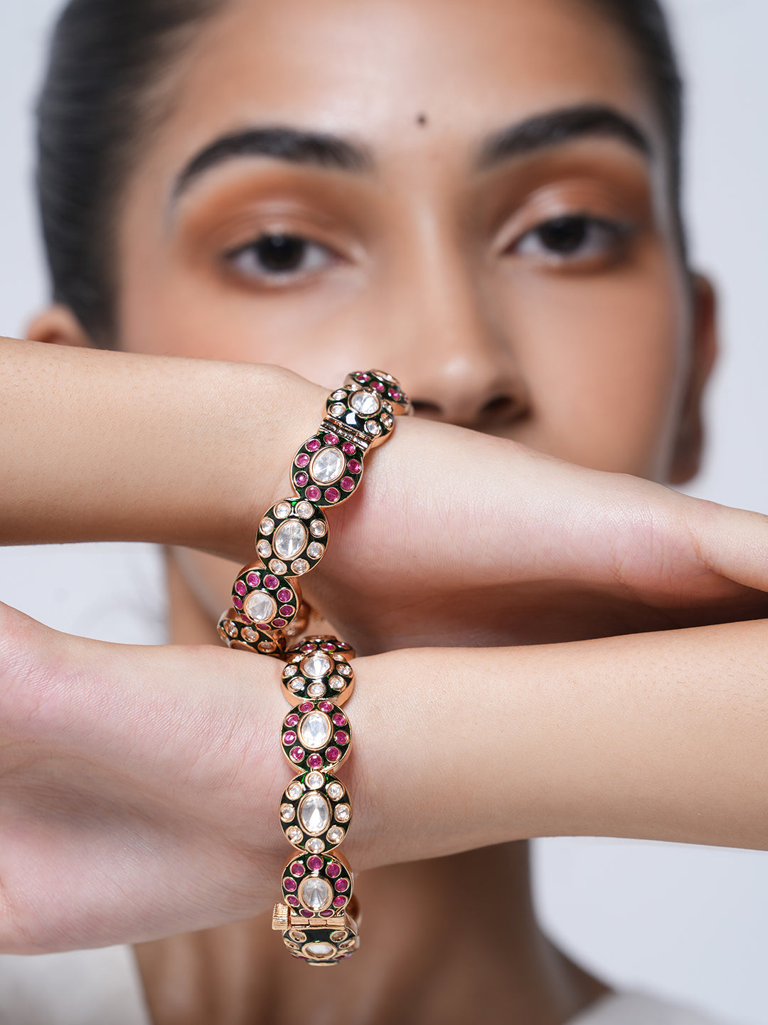 Kundan Polki Dotted Bangles
