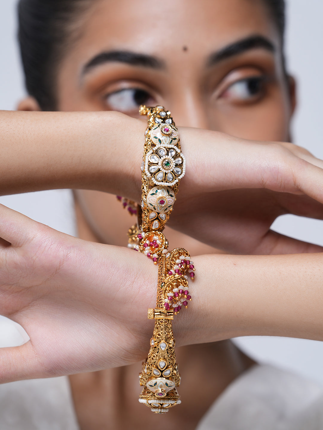 Designer Meenakari Jhumki Style Pacheli
