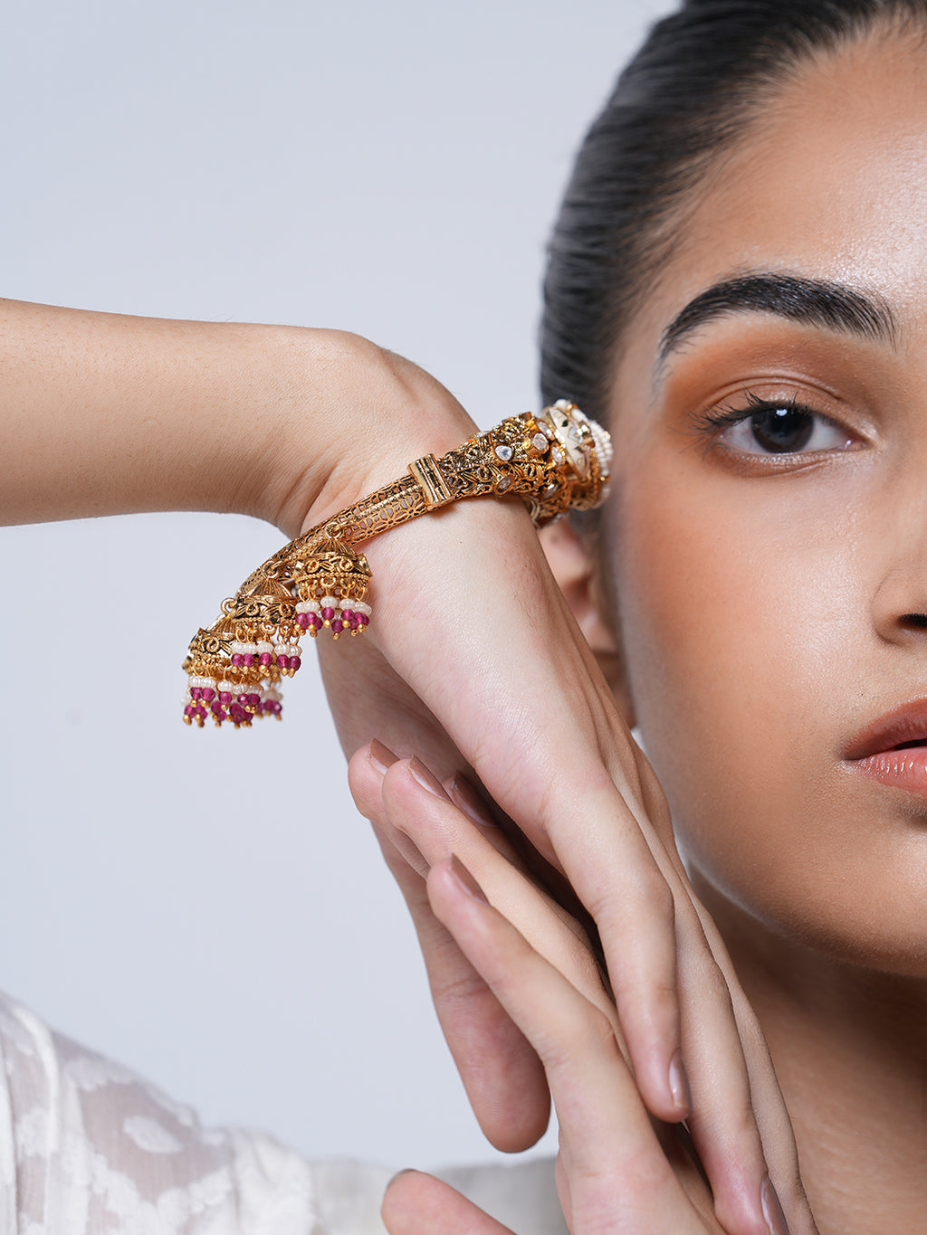 Designer Meenakari Jhumki Style Pacheli