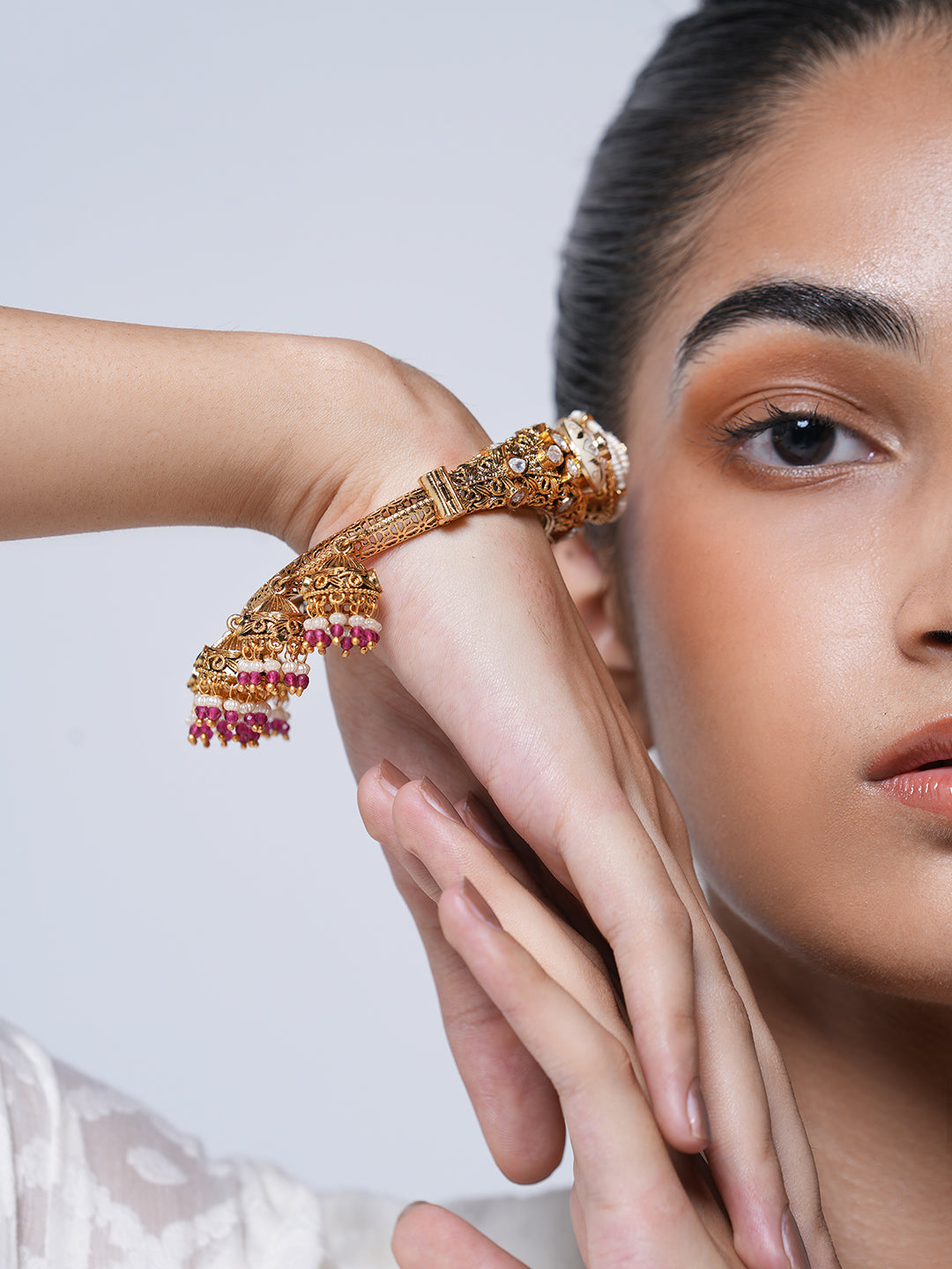 Designer Meenakari Jhumki Style Pacheli