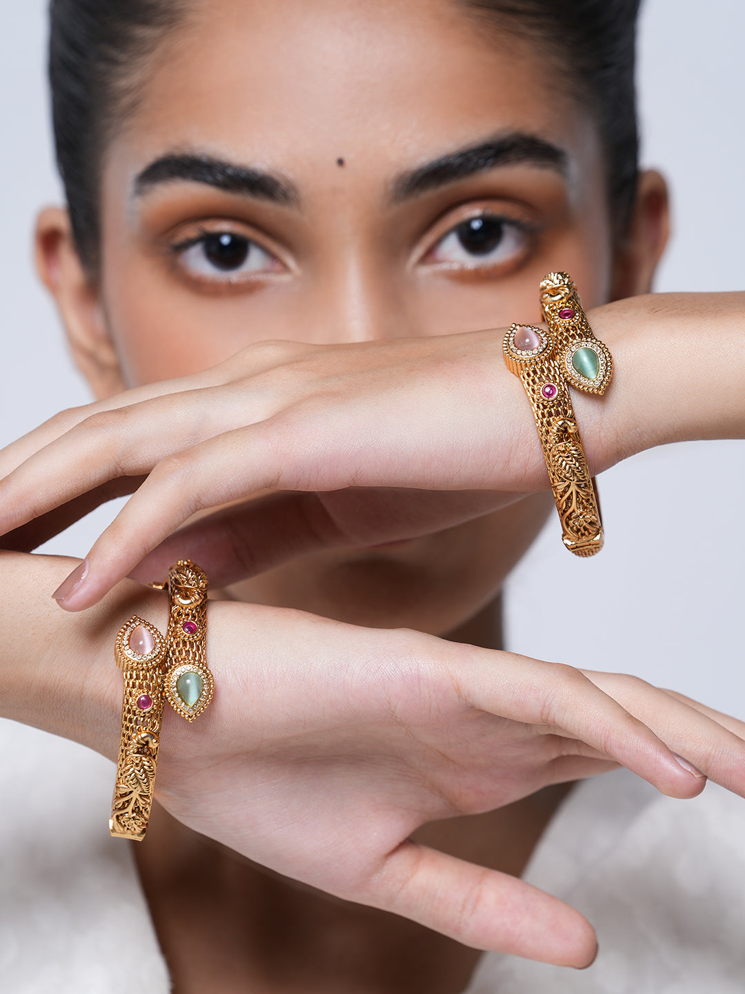 Sleek Pastel Green Pink Bangles