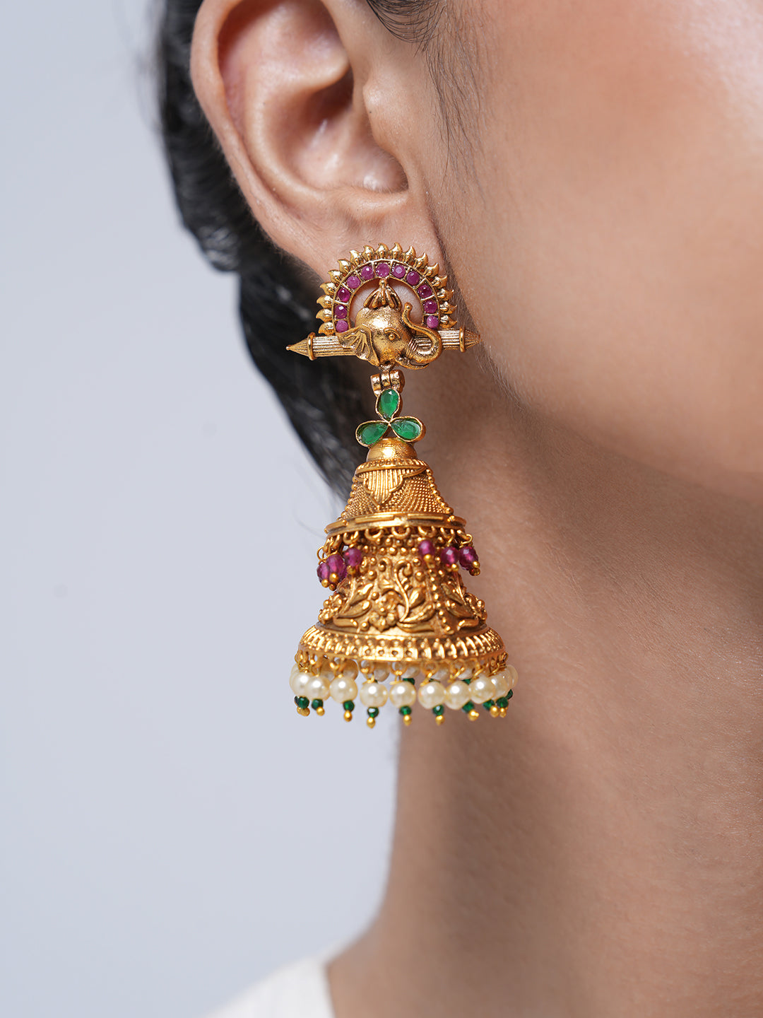 Elephant Style Antique Big Jhumki