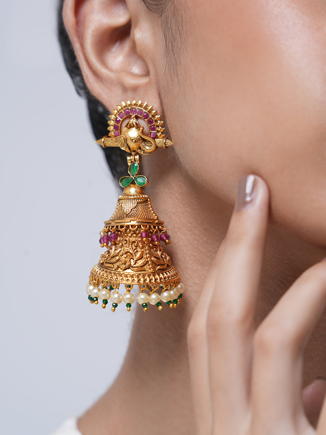Elephant Style Antique Big Jhumki