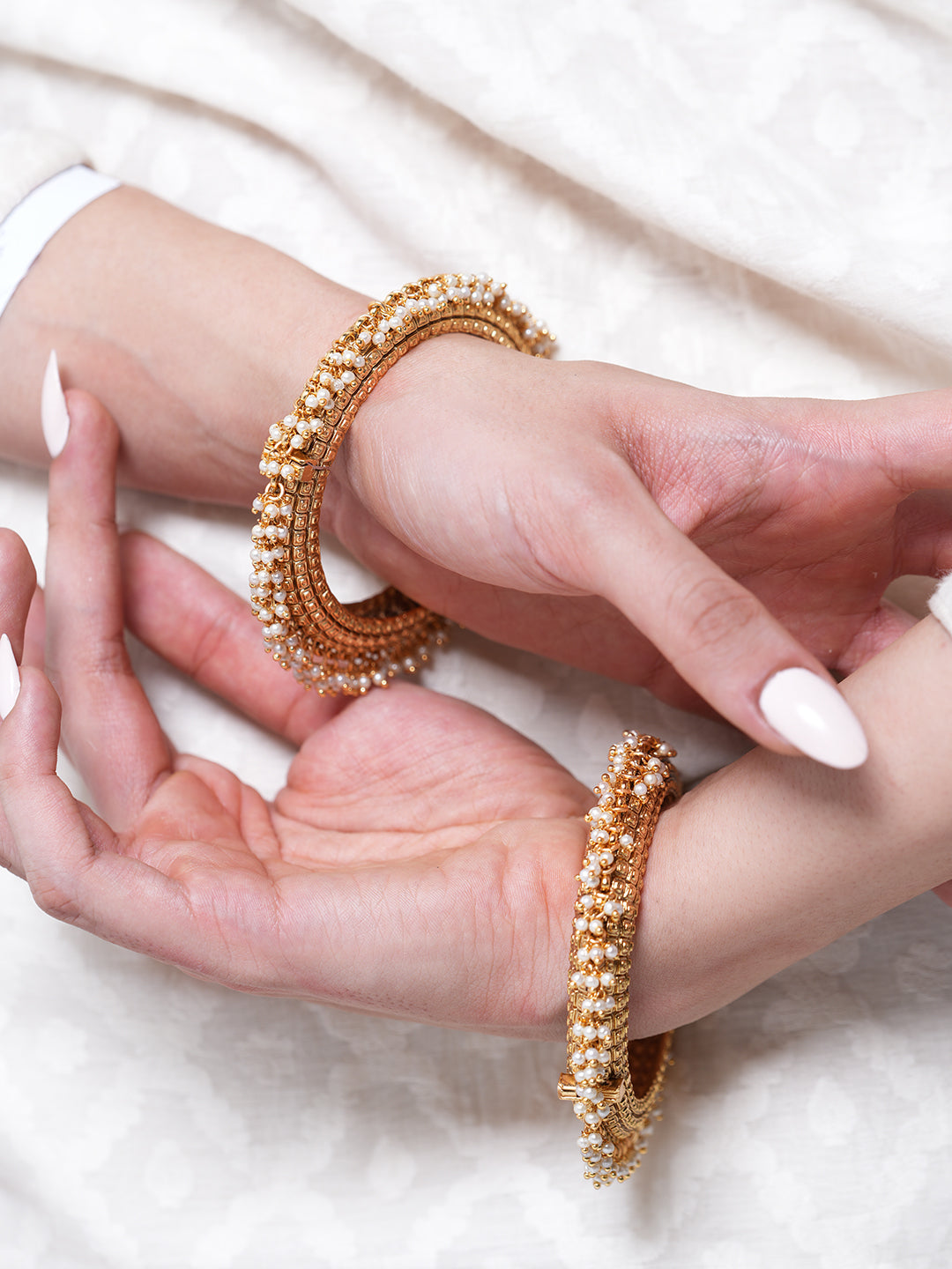 White Stones Bangles