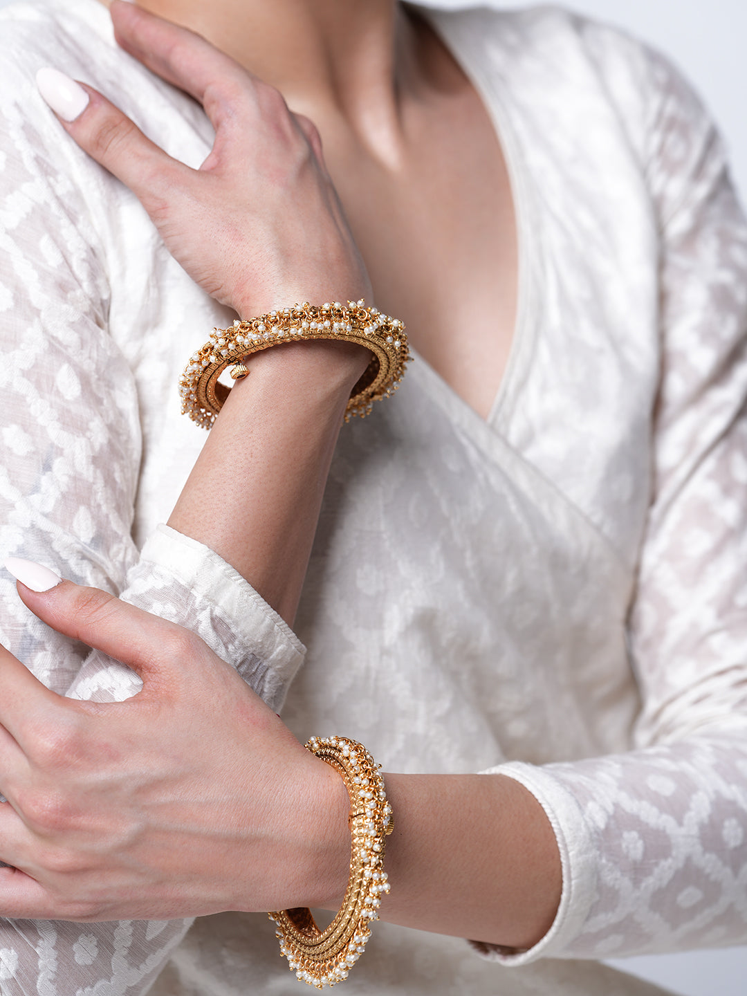 White Stones Bangles