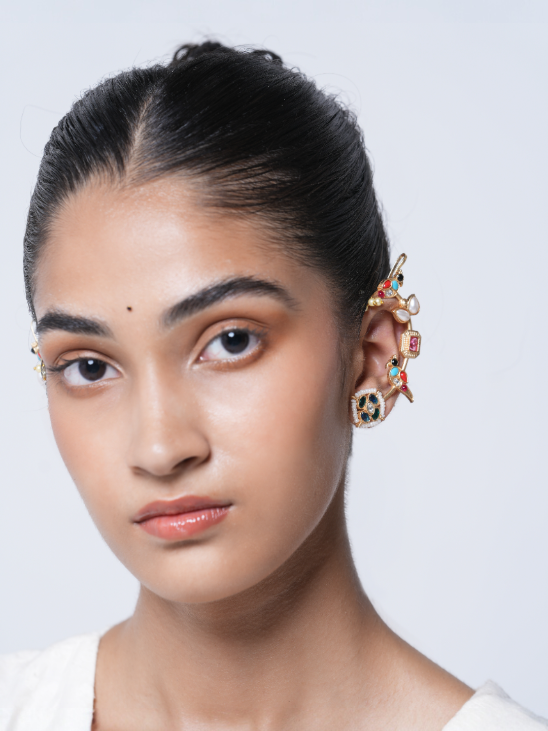 Designer Multicolor Peacock Earcuffs