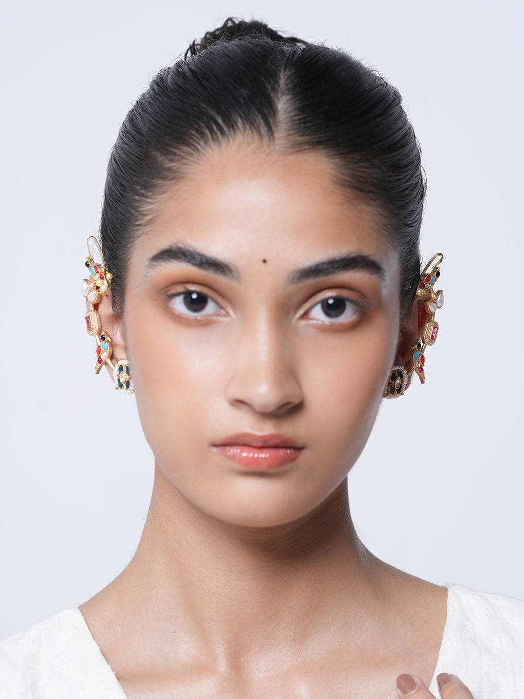 Designer Multicolor Peacock Earcuffs