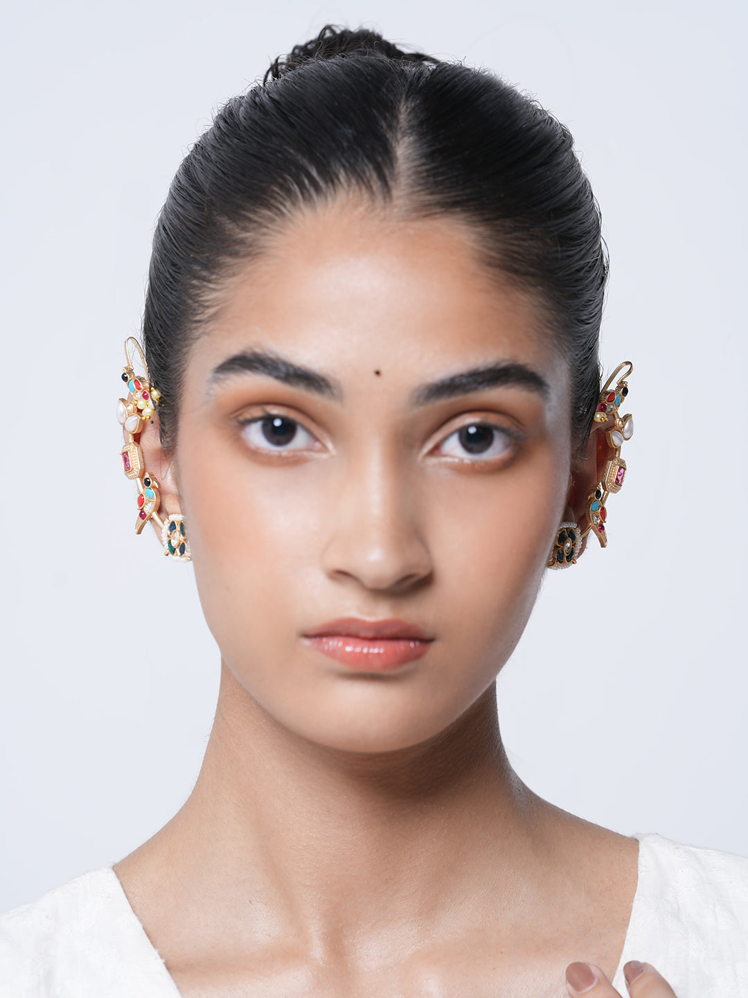 Designer Multicolor Peacock Earcuffs