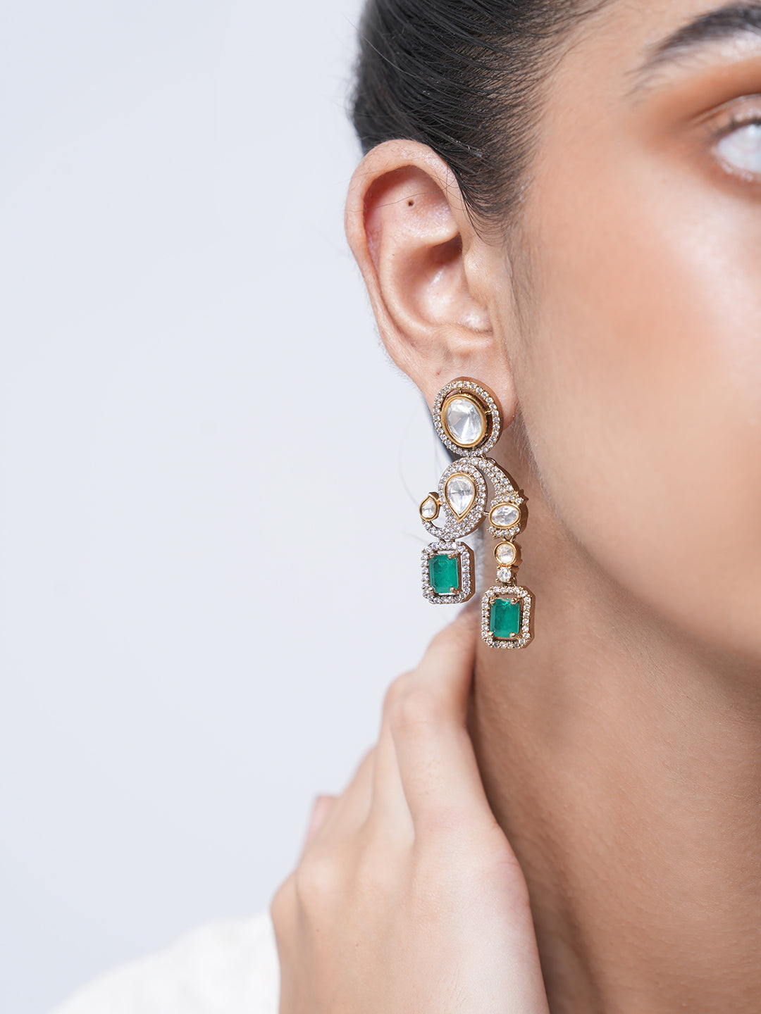 Designer Green Colored Moissanite Earrings