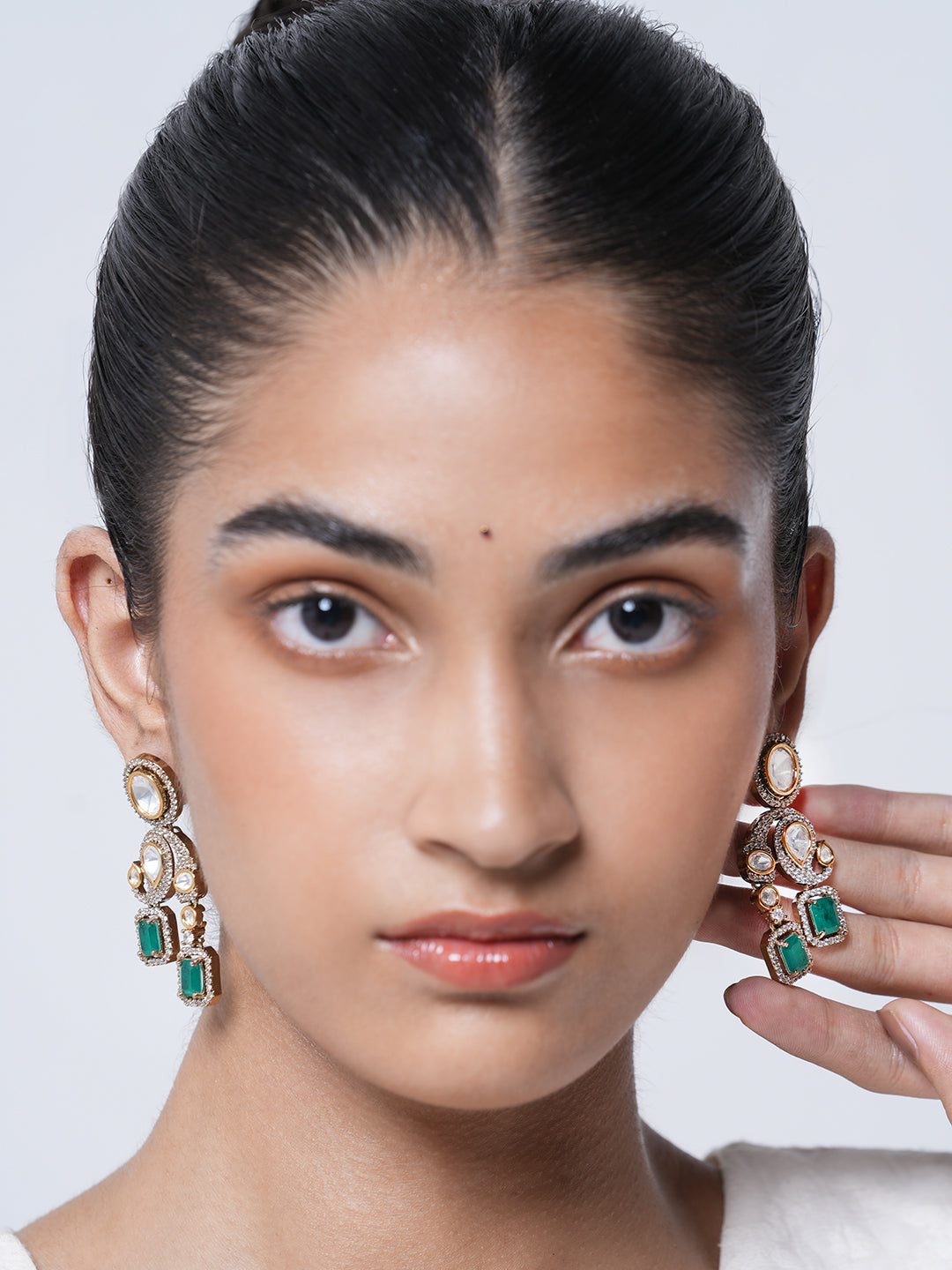Designer Green Colored Moissanite Earrings